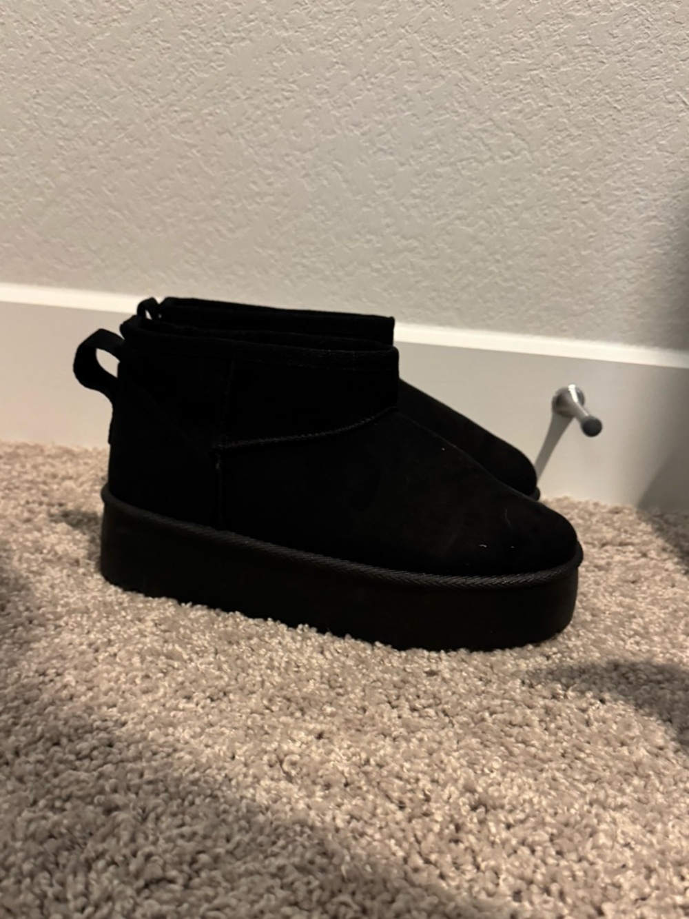 NWOT Black Suede Platform Ankle Boots